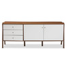 Baxton Studio Harlow Mid-century Modern White and Walnut Wood Sideboard Storage 121-6780